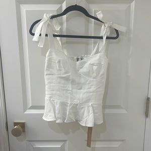 Reformation White Linen Kassi Top - Size 8